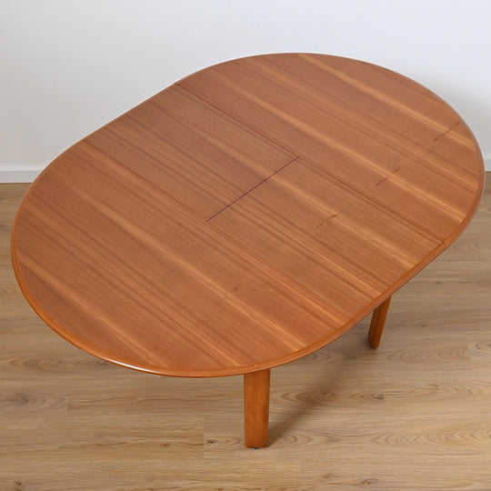 Mid Century Teak Round Extendable Dining Table