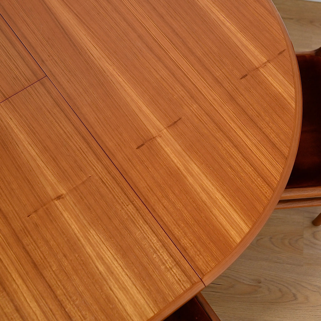 Mid Century Teak Round Extendable Dining Table