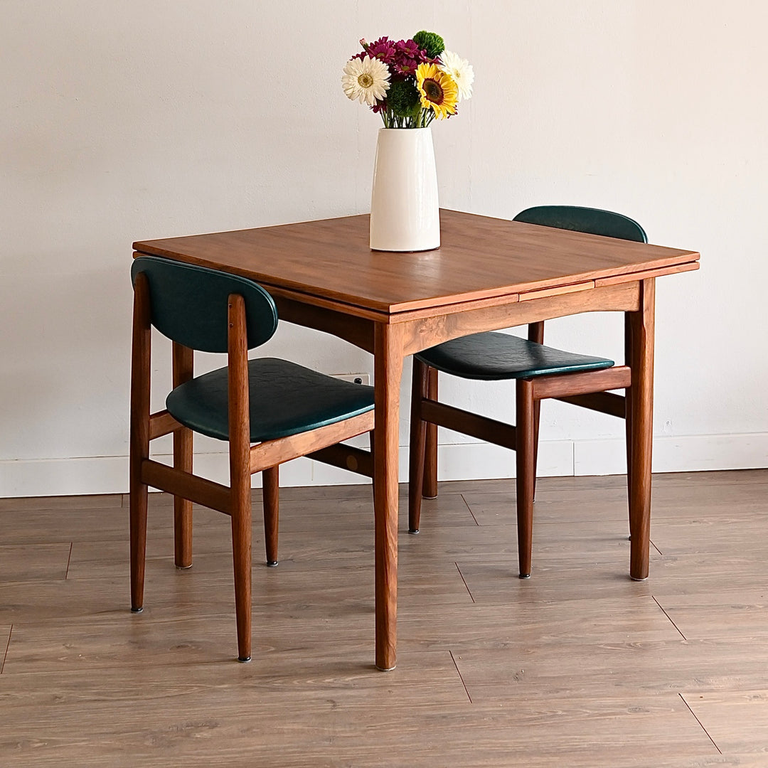 Mid Century Teak Teal Vinyl Dining Chairs by Elite