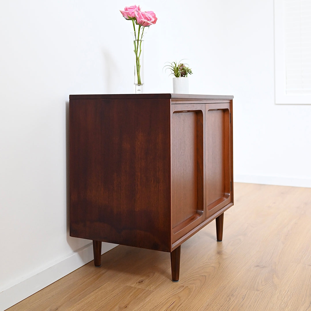 Mid Century Walnut Sideboard LP Record Cabinet by Chiswell