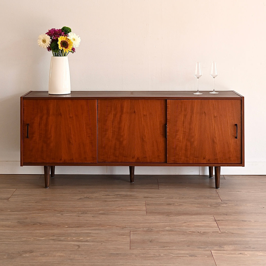 Mid Century Walnut Sideboard Buffet Cabinet