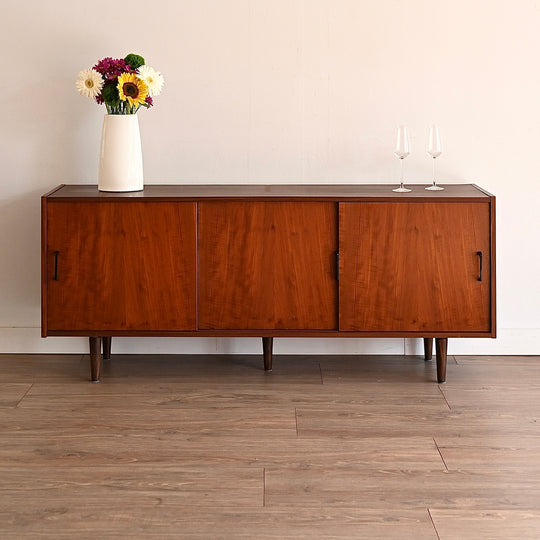 Mid Century Walnut Sideboard Buffet Cabinet