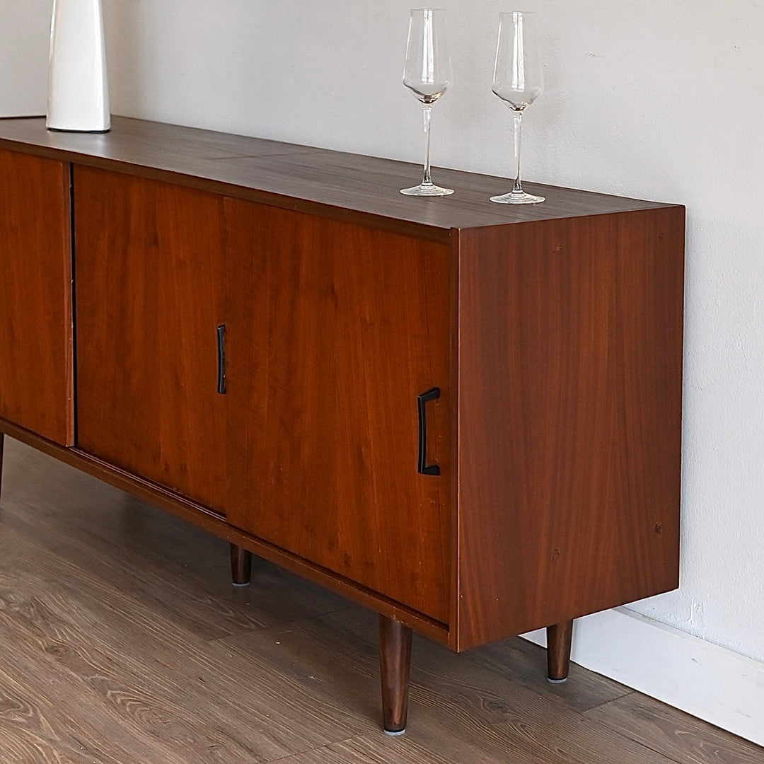 Mid Century Walnut Sideboard Buffet Cabinet
