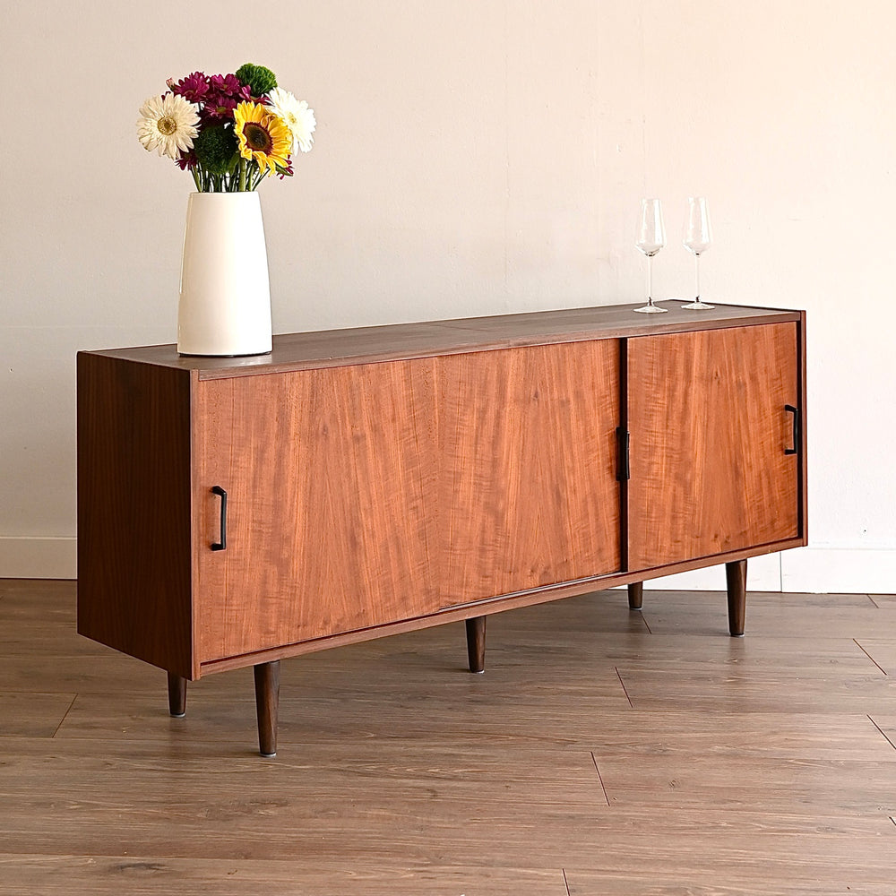 Mid Century Walnut Sideboard Buffet Cabinet