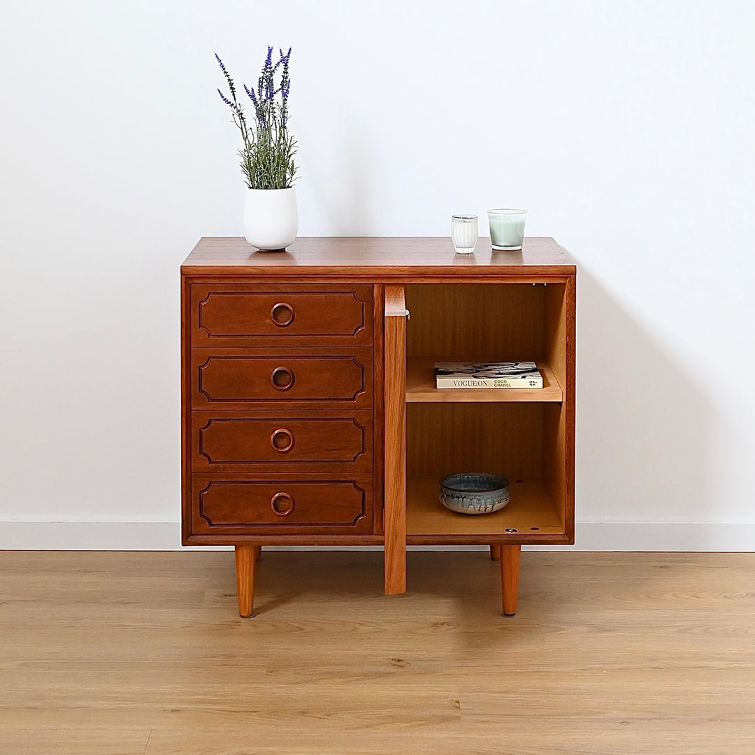 Mid Century Teak Sideboard LP Record Cabinet with Drawers by Chiswell