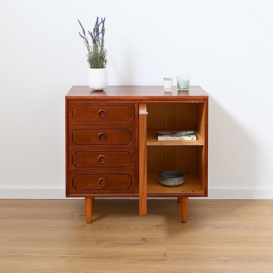 Mid Century Teak Sideboard LP Record Cabinet with Drawers by Chiswell