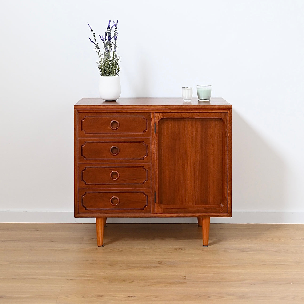 Mid Century Teak Sideboard LP Record Cabinet with Drawers by Chiswell