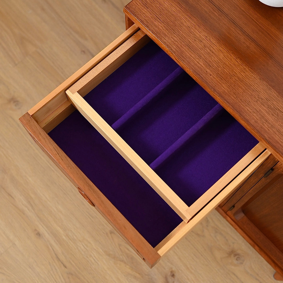 Mid Century Teak Sideboard LP Record Cabinet with Drawers by Chiswell