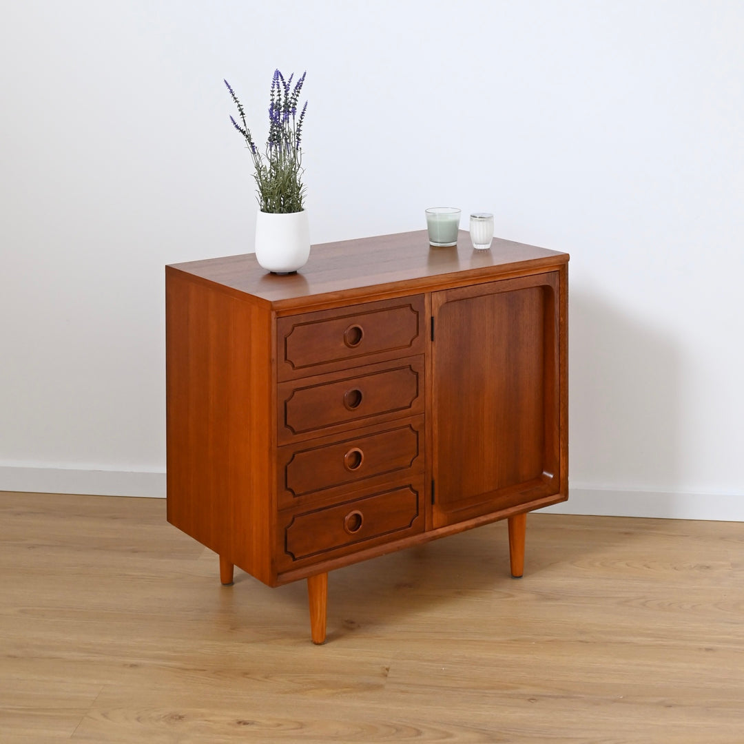 Mid Century Teak Sideboard LP Record Cabinet with Drawers by Chiswell