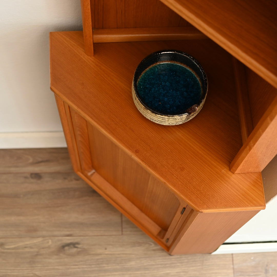 Mid Century Teak Sideboard Corner Cabinet Bookshelf by Chiswell