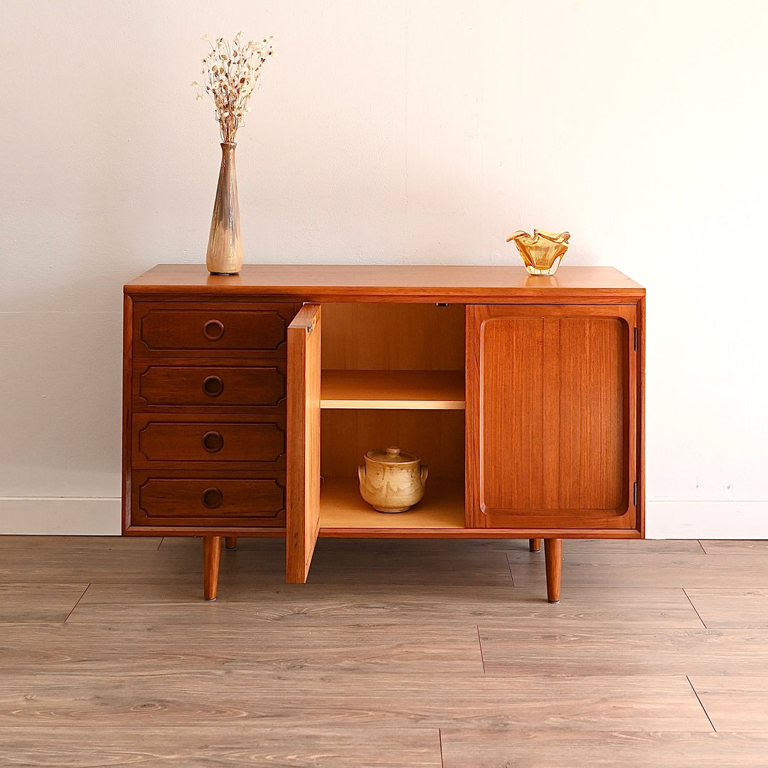 Mid Century Teak Sideboard LP Record Cabinet with Drawers by Chiswell