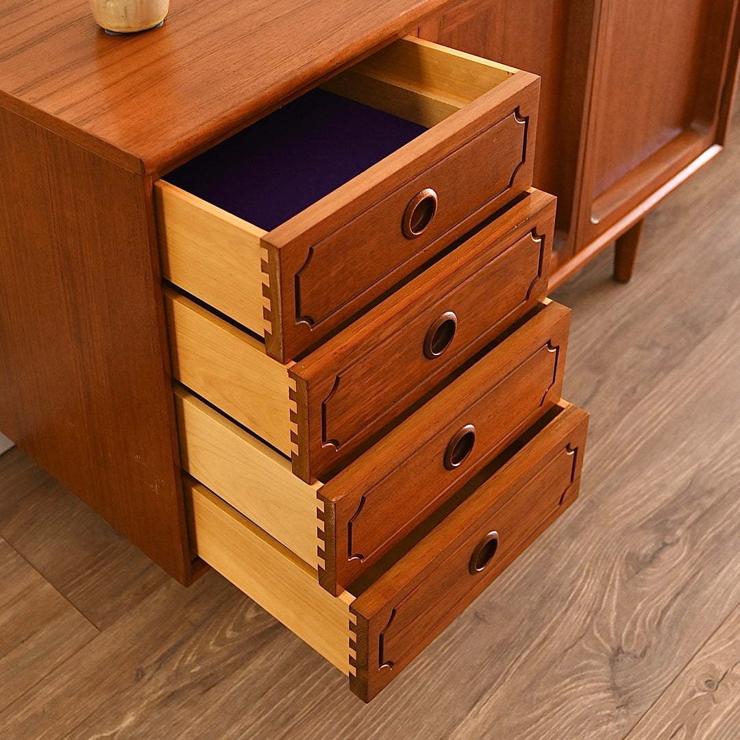 Mid Century Teak Sideboard LP Record Cabinet with Drawers by Chiswell