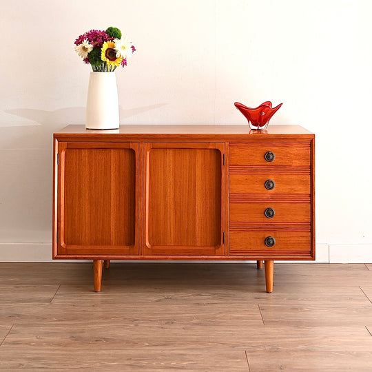 Mid Century Teak Sideboard LP Record Cabinet with Drawers by Chiswell