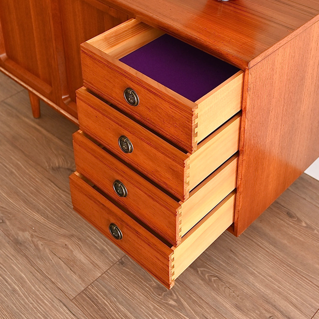 Mid Century Teak Sideboard LP Record Cabinet with Drawers by Chiswell