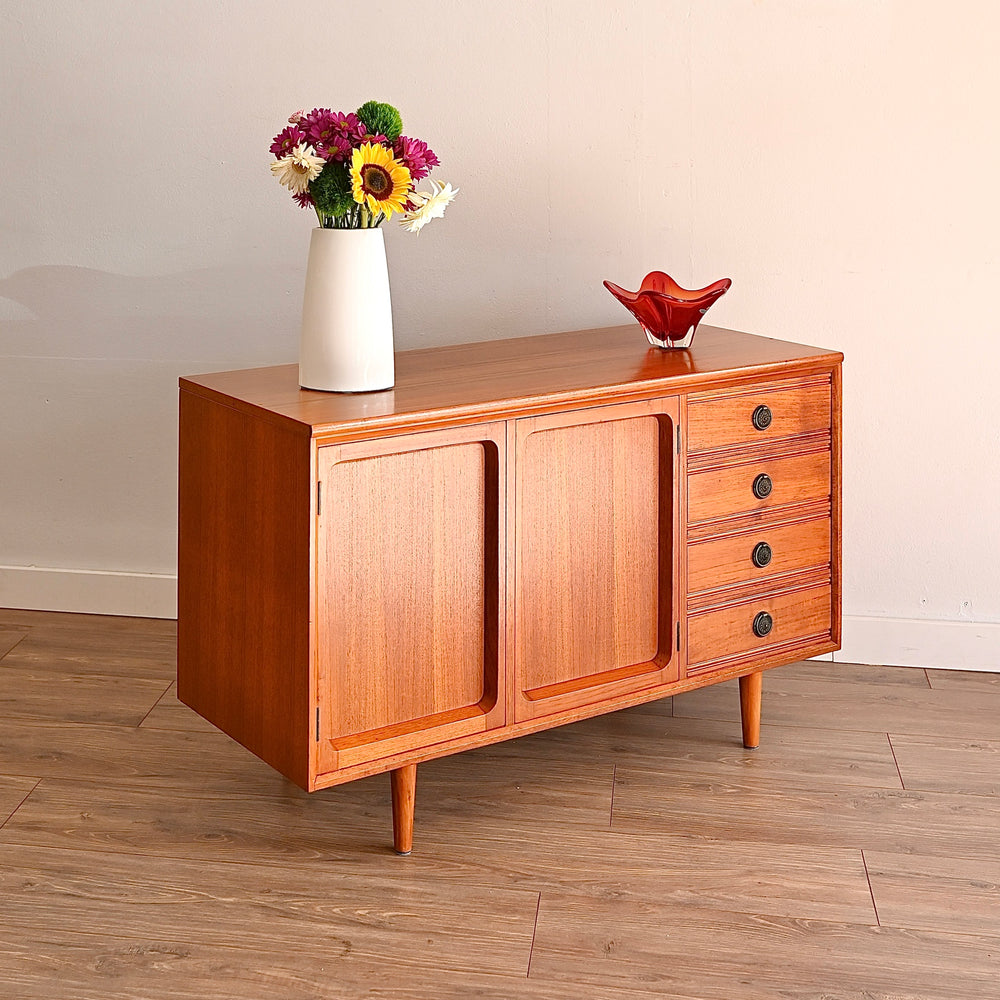 Mid Century Teak Sideboard LP Record Cabinet with Drawers by Chiswell