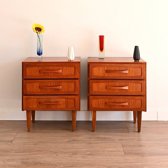 Mid Century Teak Bedside Tables Night Stands by Berryman