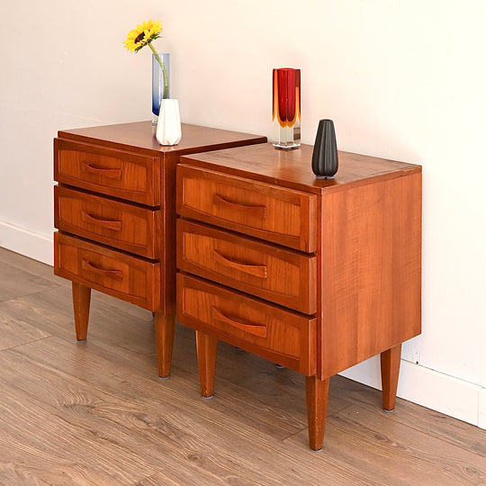 Mid Century Teak Bedside Tables Night Stands by Berryman
