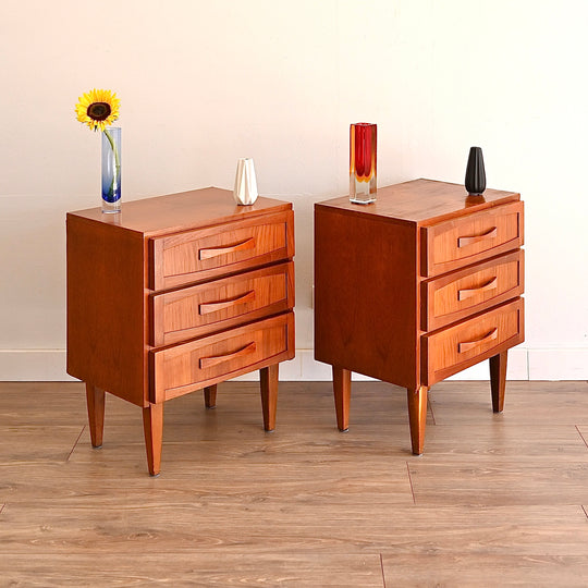 Mid Century Teak Bedside Tables Night Stands by Berryman