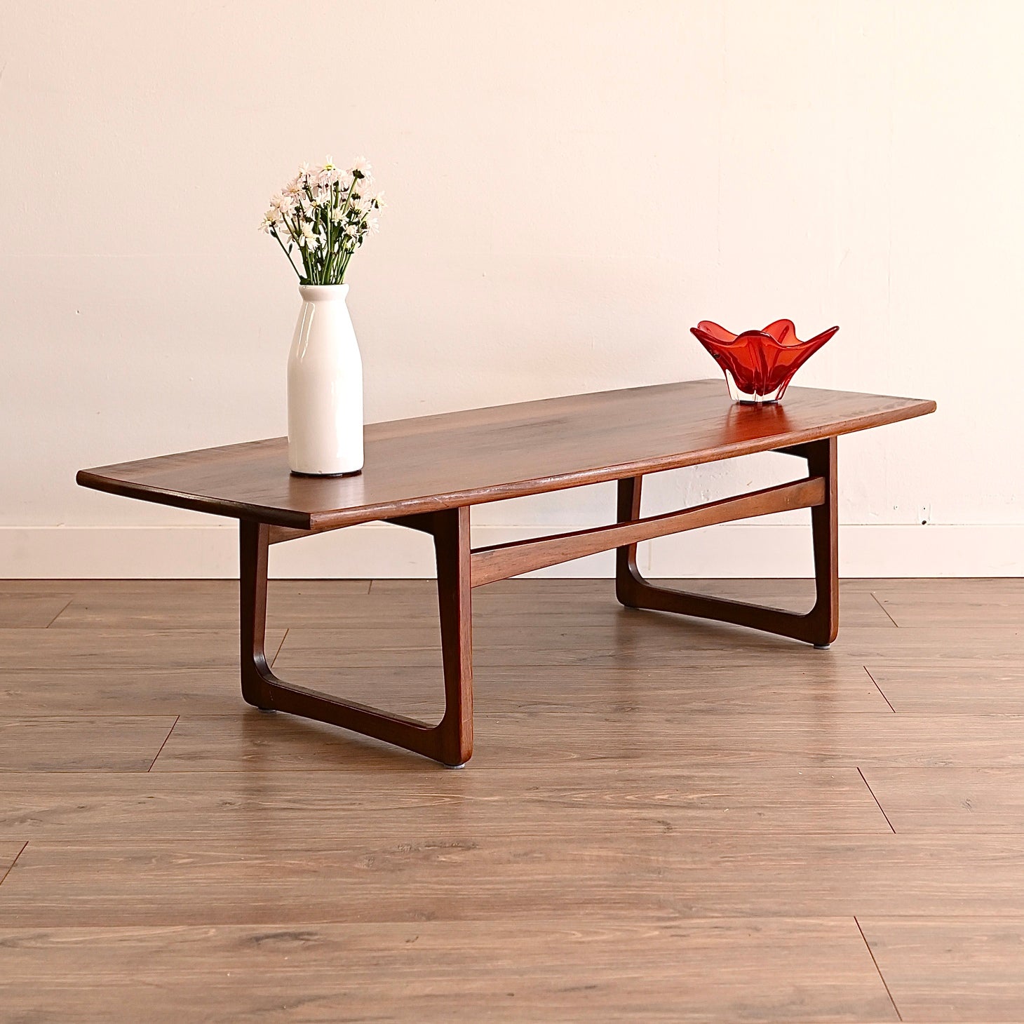 TH Brown Solid Timber Coffee Table 'Cuban' Mid Century