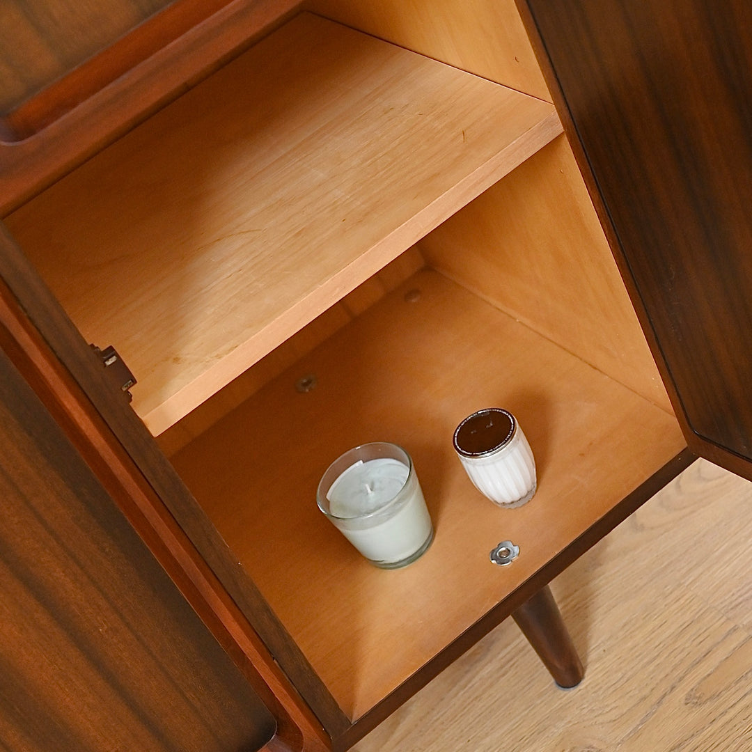 Mid Century Walnut Sideboard Buffet Cabinet by Chiswell