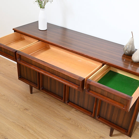 Mid Century Walnut Sideboard Buffet Cabinet by Chiswell