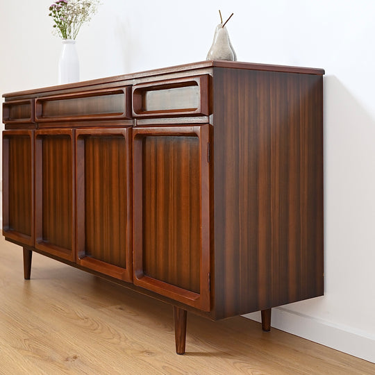 Mid Century Walnut Sideboard Buffet Cabinet by Chiswell