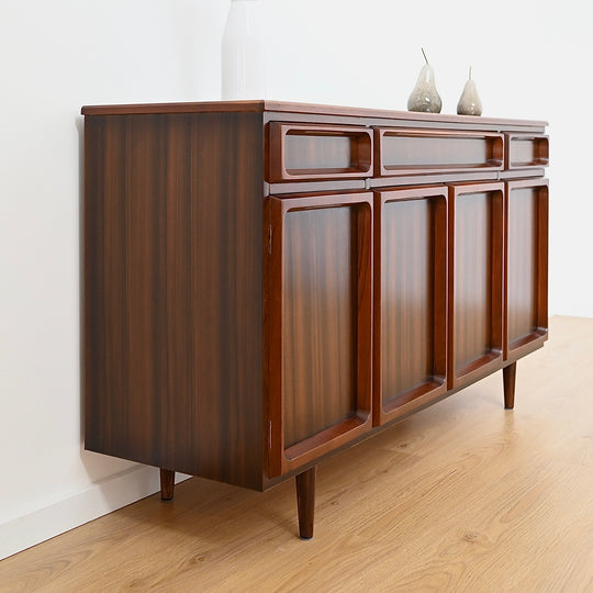 Mid Century Walnut Sideboard Buffet Cabinet by Chiswell