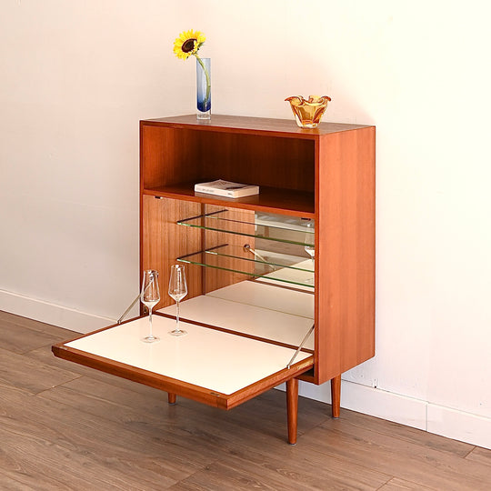 Mid Century Teak Sideboard Buffet Bar Cabinet by Chiswell