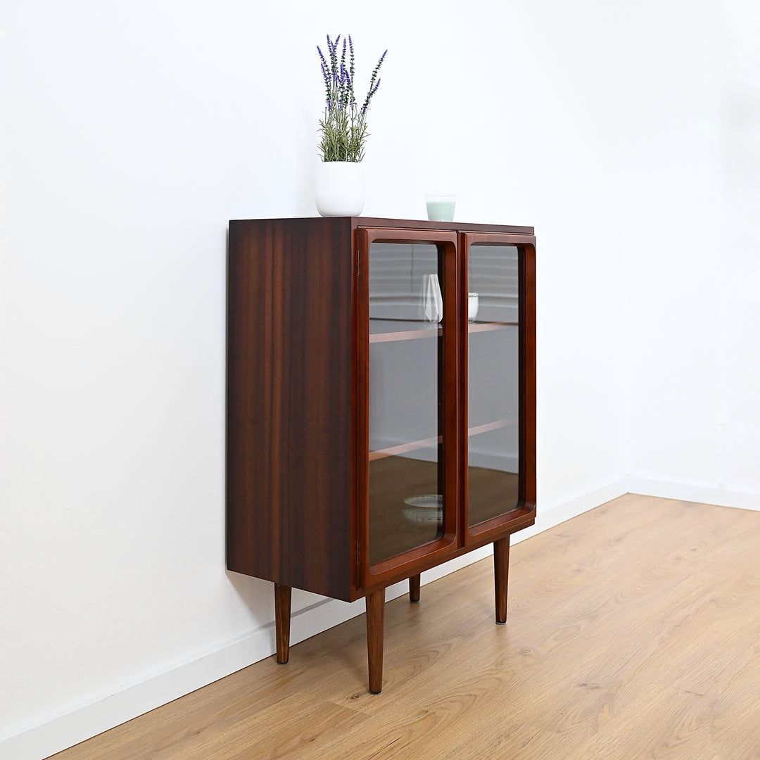 Mid Century Walnut Sideboard Glass Display Cabinet by Chiswell