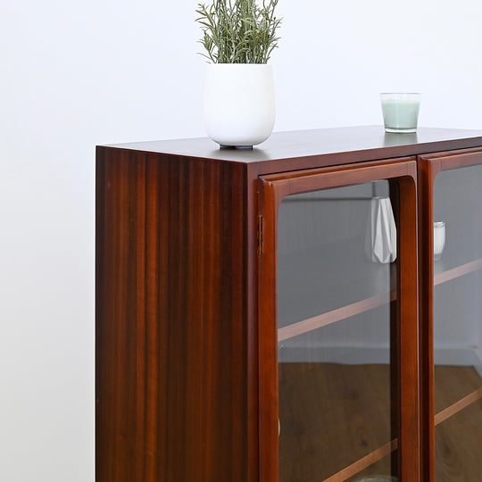 Mid Century Walnut Sideboard Glass Display Cabinet by Chiswell