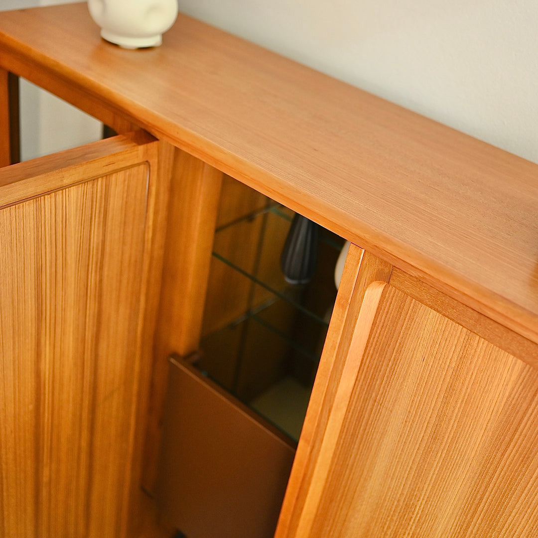 Mid Century Teak Sideboard Cocktail Cabinet Display China Cabinet by Chiswell