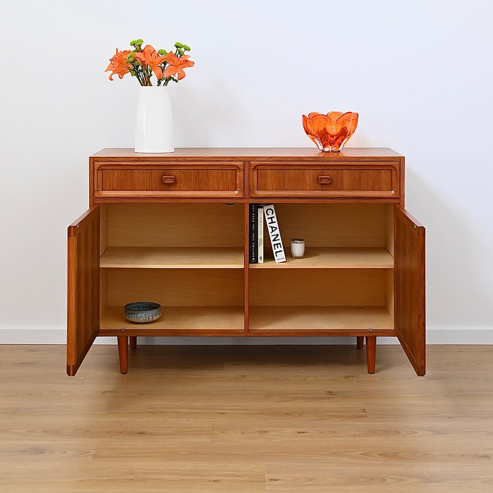 Mid Century Teak Sideboard Buffet LP Record Cabinet by Parker