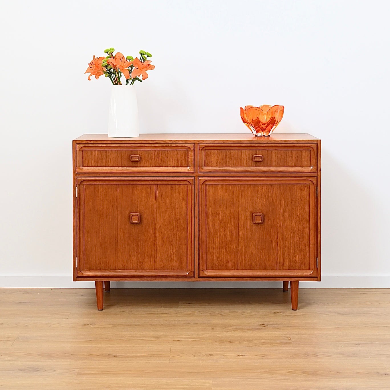 Mid Century Teak Sideboard Buffet LP Record Cabinet by Parker
