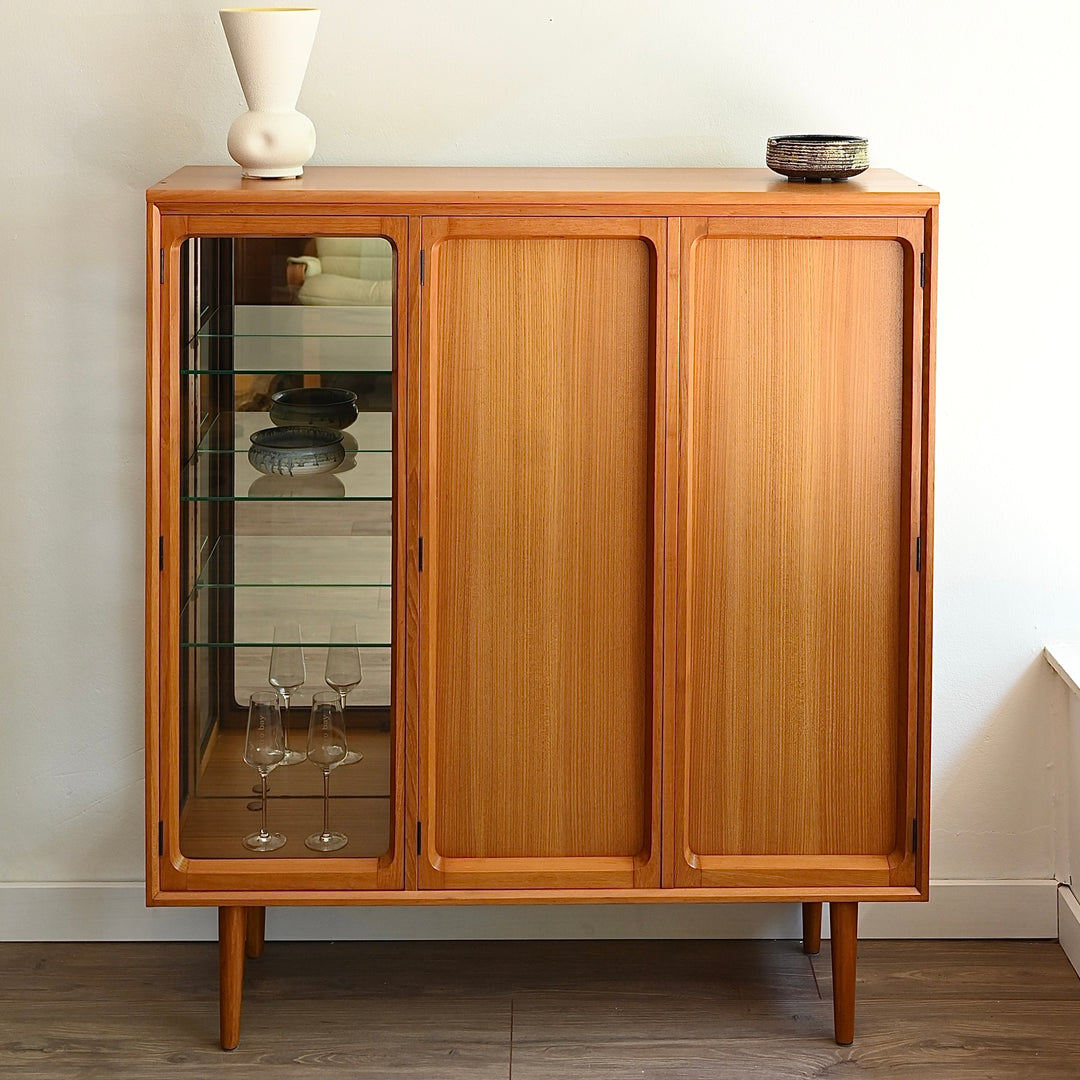 Mid Century Teak Sideboard Cocktail Cabinet Display China Cabinet by Chiswell