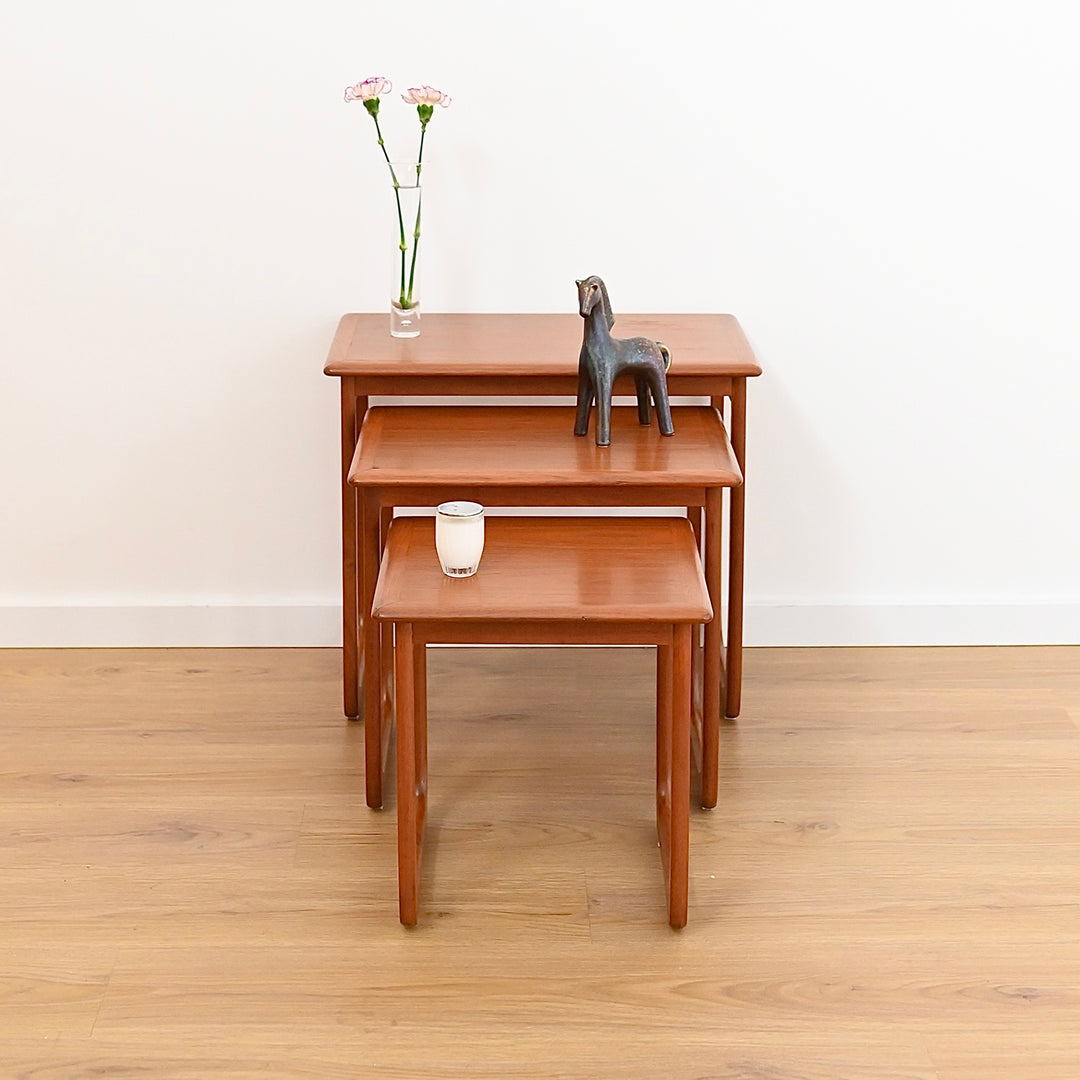 Mid Century Teak Nesting Tables by Burgess WA.