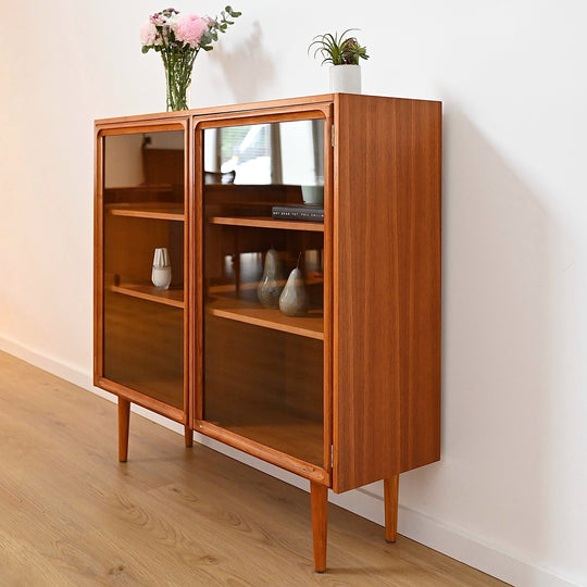 Mid Century Teak Sideboard Display Cabinet by Parker