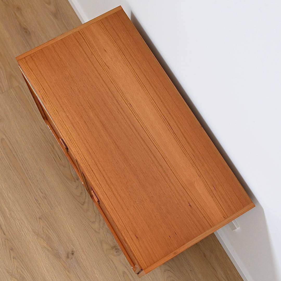 Mid Century Parker Teak LP Record Cabinet Square Handle