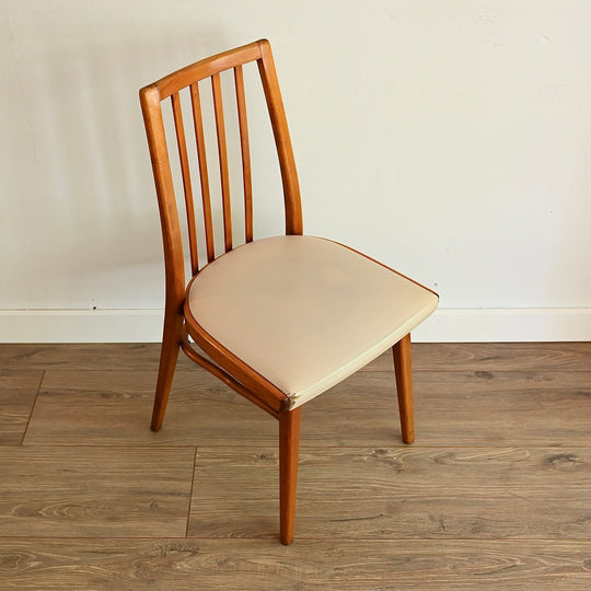 6 x Ligna Dining Chairs with original cream upholstery