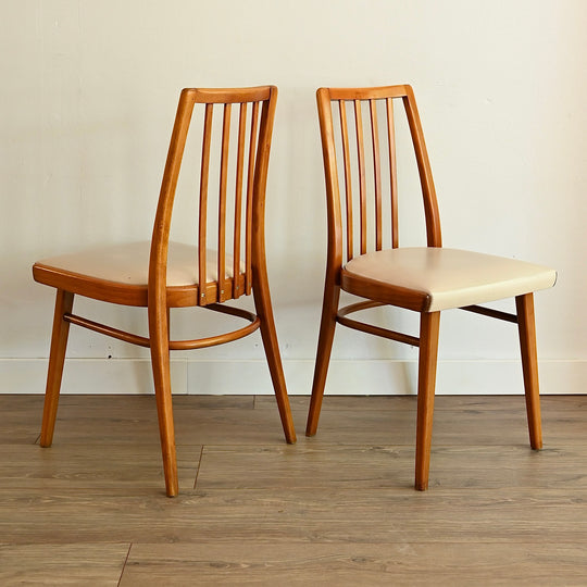 6 x Ligna Dining Chairs with original cream upholstery