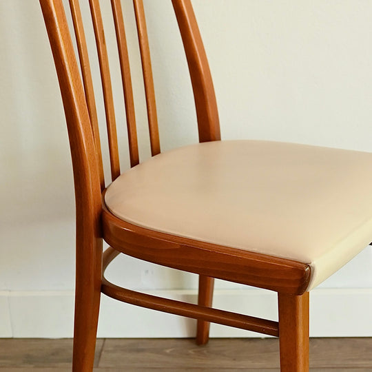 6 x Ligna Dining Chairs with original cream upholstery