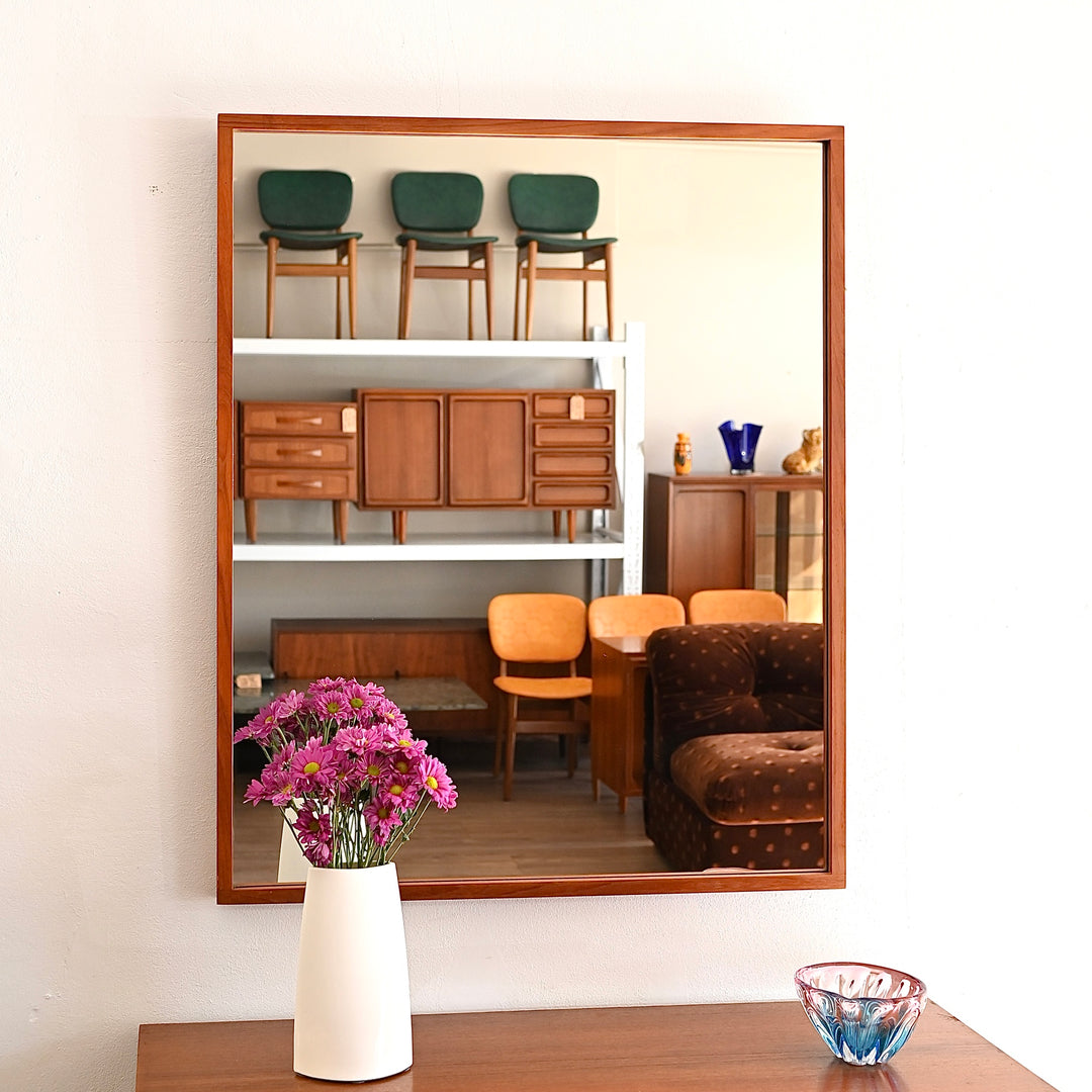 Mid Century Teak Wall Mirror by Parker