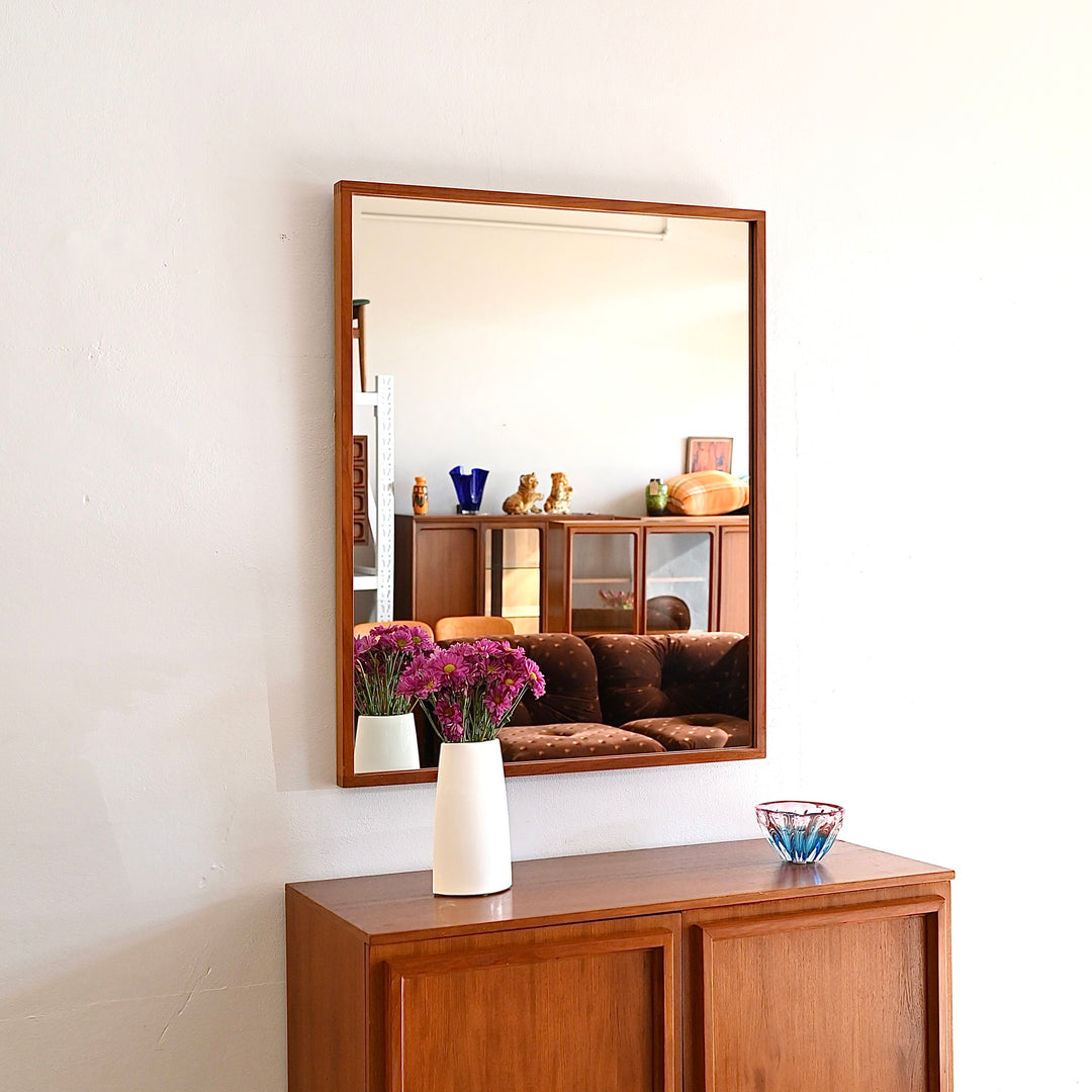 Mid Century Teak Wall Mirror by Parker