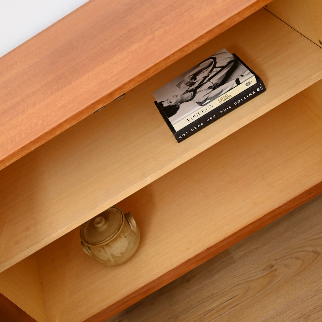 Mid Century Teak Sideboard Record Cabinet by Wrightbilt