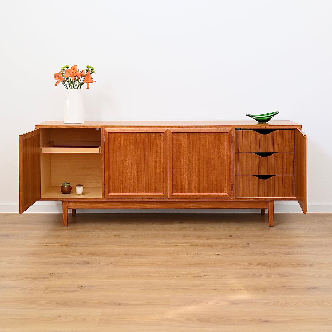 Mid Century Teak Sideboard Record Cabinet by Wrightbilt