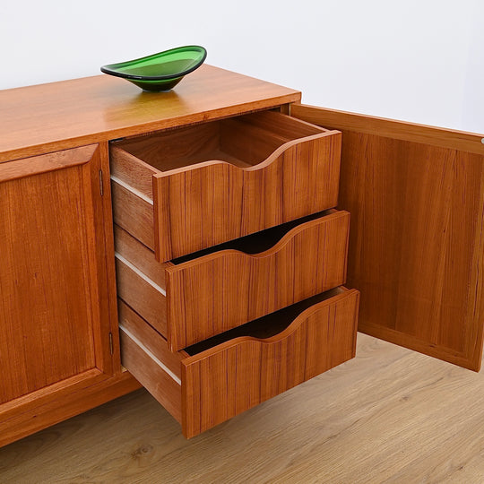 Mid Century Teak Sideboard Record Cabinet by Wrightbilt