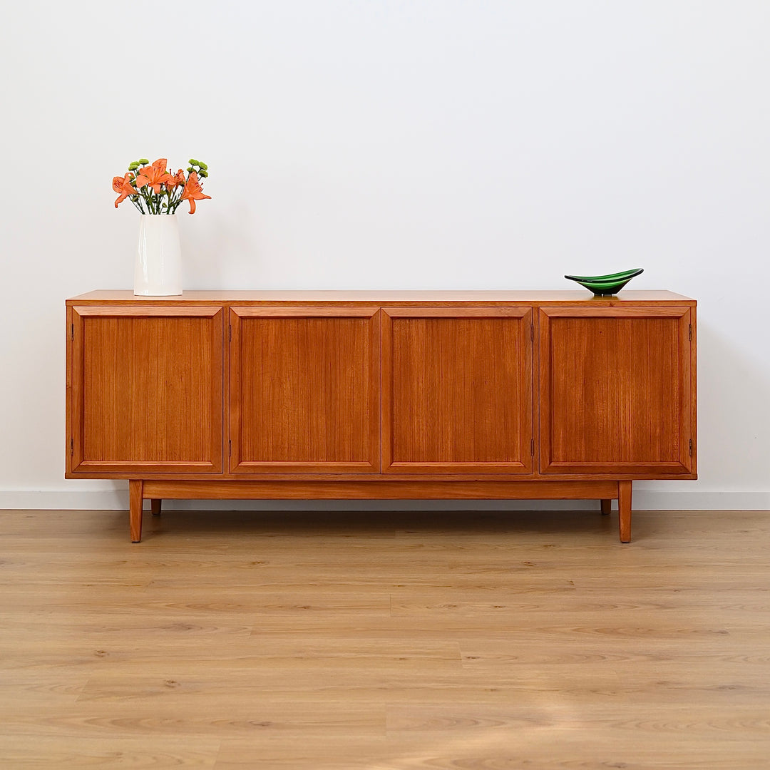 Mid Century Teak Sideboard Record Cabinet by Wrightbilt