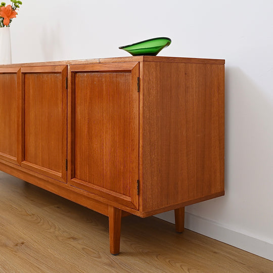 Mid Century Teak Sideboard Record Cabinet by Wrightbilt