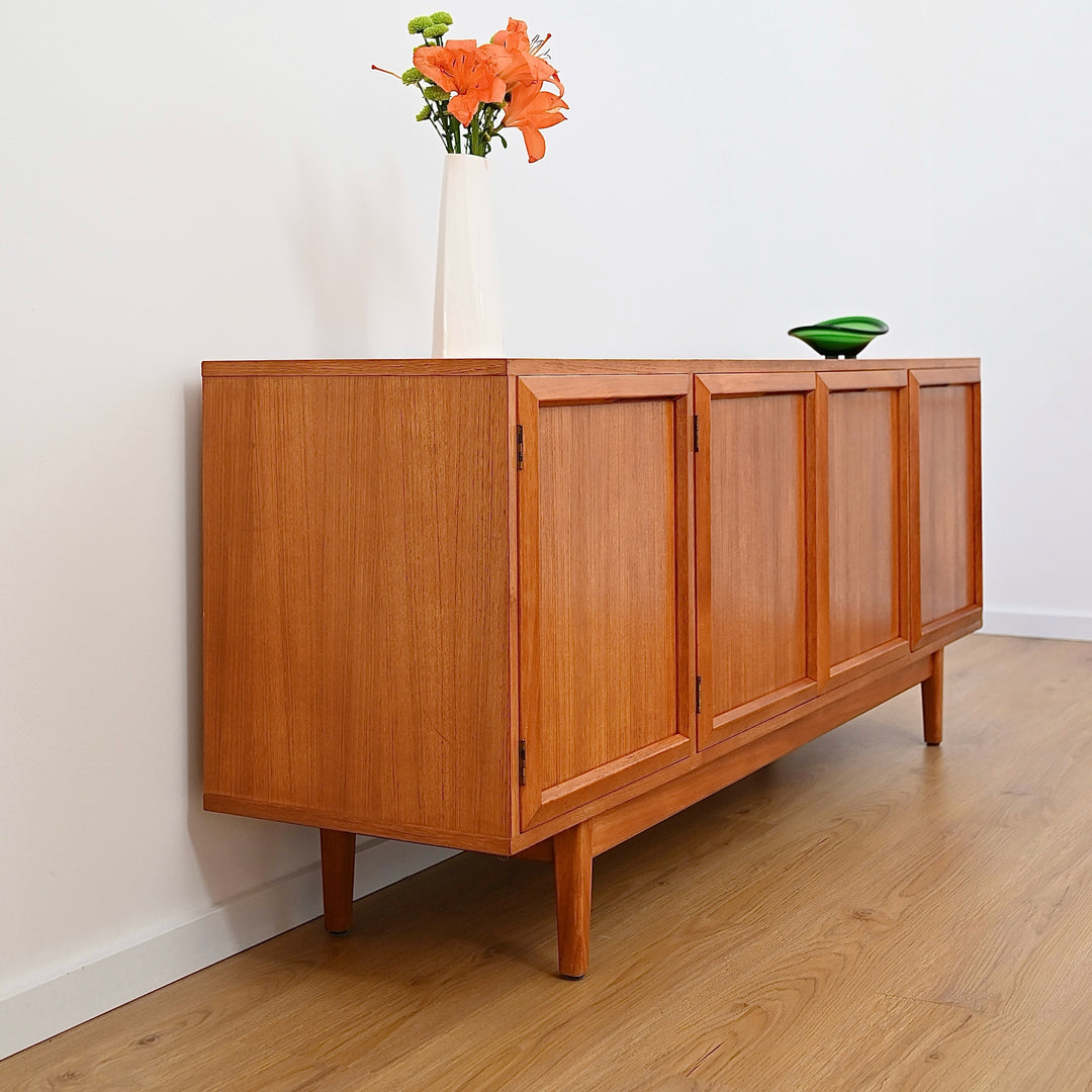 Mid Century Teak Sideboard Record Cabinet by Wrightbilt