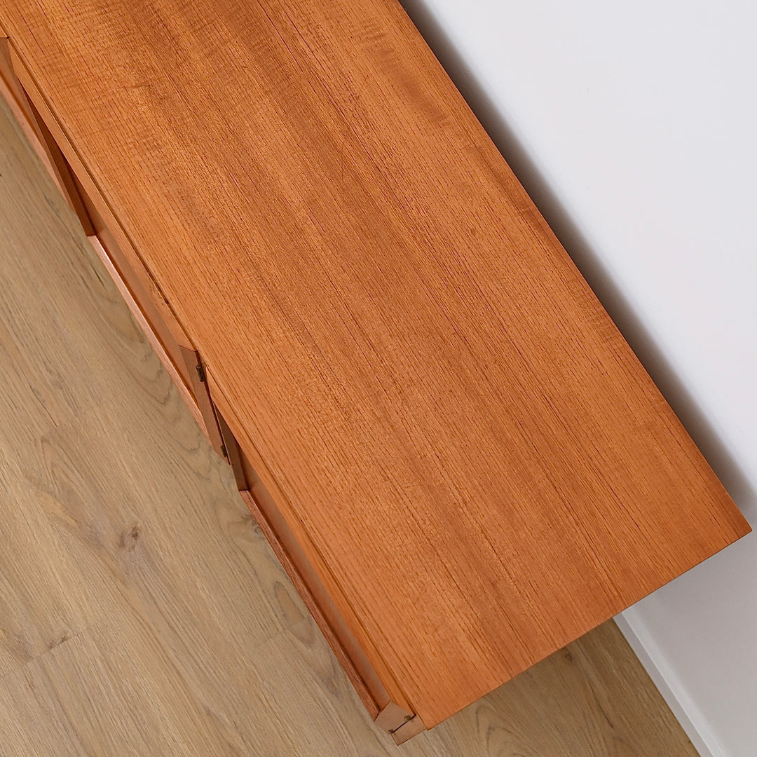 Mid Century Teak Sideboard Record Cabinet by Wrightbilt