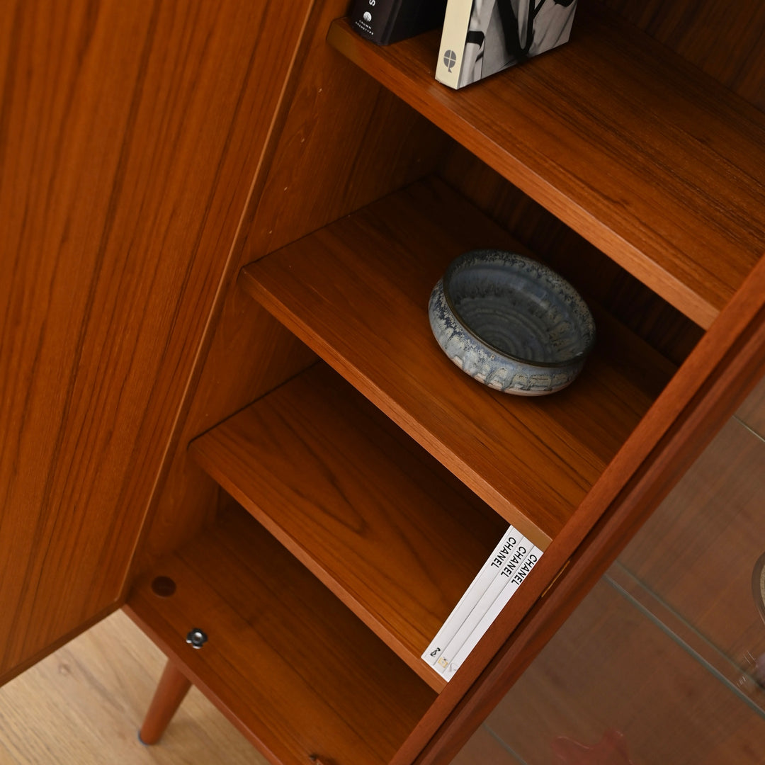 Mid Century Teak Sideboard Credenza Display Cabinet by Chiswell